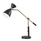 32" Black And Gold Metal Desk Lamp With Cinched Cone Shade