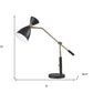 32" Black And Gold Metal Desk Lamp With Cinched Cone Shade
