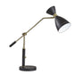 32" Black And Gold Metal Desk Lamp With Cinched Cone Shade