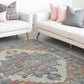 8' X 10' Blue And Orange Medallion Hand Woven Distressed Area Rug