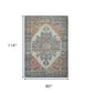 8' X 10' Blue And Orange Medallion Hand Woven Distressed Area Rug