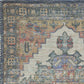 8' X 10' Blue And Orange Medallion Hand Woven Distressed Area Rug