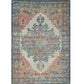 8' X 10' Blue And Orange Medallion Hand Woven Distressed Area Rug