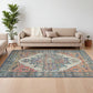 8' X 10' Blue And Orange Medallion Hand Woven Distressed Area Rug