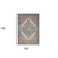 8' X 10' Blue And Orange Medallion Hand Woven Distressed Area Rug