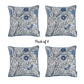 Set of 4 17inches Jacquard Leaf Throw Pillow Cover in Blue