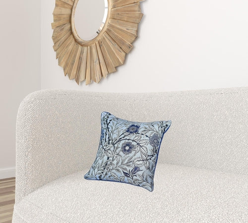 Set of 4 17inches Jacquard Leaf Throw Pillow Cover in Blue