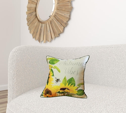 Set of 4 Square Autumn Vibes Sunflower Pillow Covers