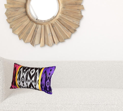 Set of 4 Purple and Pink Ikat Design Lumbar Pillow Covers