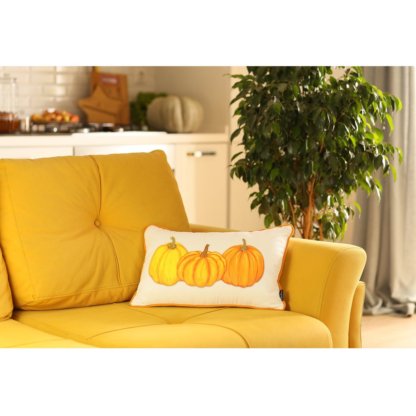 Set of 4 20inches Thanksgiving Pumpkin Throw Pillow Cover in