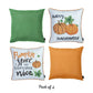 Set of 4 18inches Fall Pumpkin Spice Harvest Throw Pillow Cover in