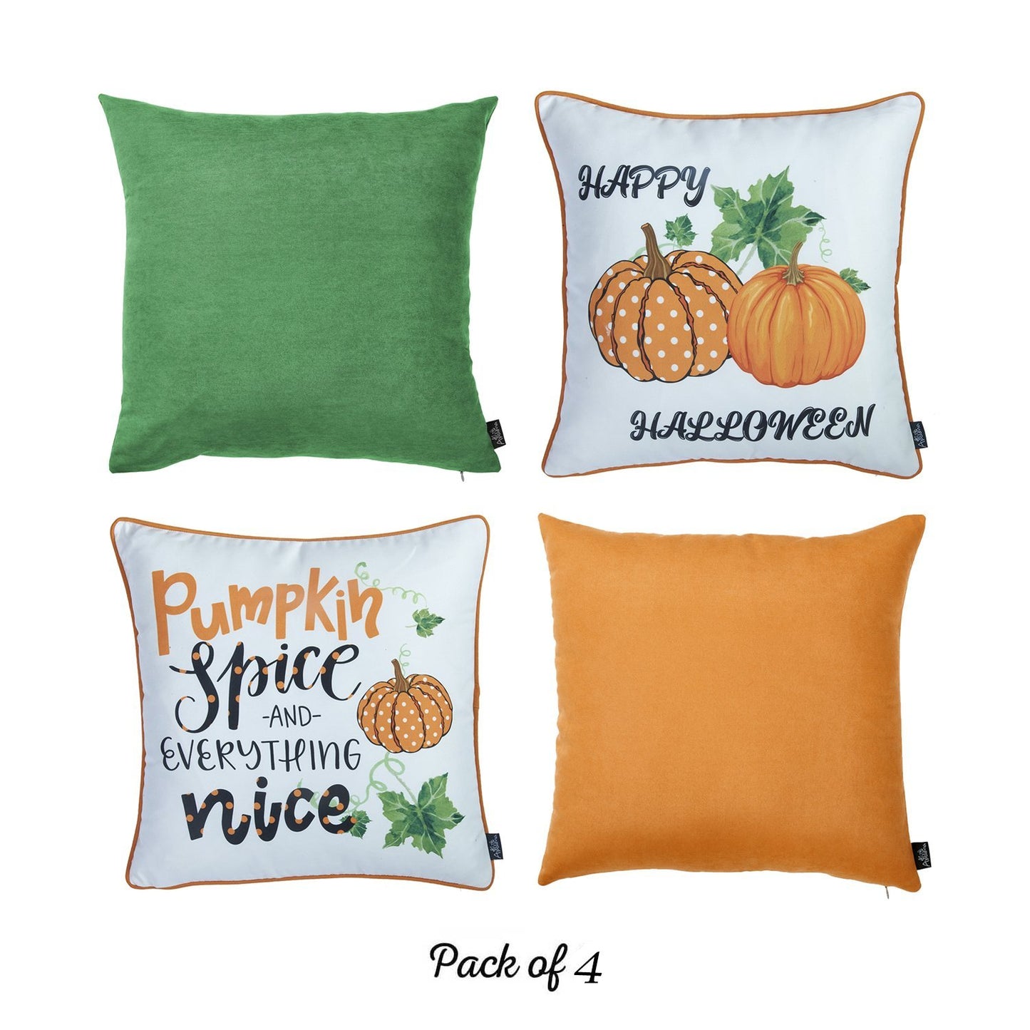 Set of 4 18inches Fall Pumpkin Spice Harvest Throw Pillow Cover in