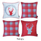 Set of 4 18inches Winter Deer Throw Pillow Cover in Multicolor