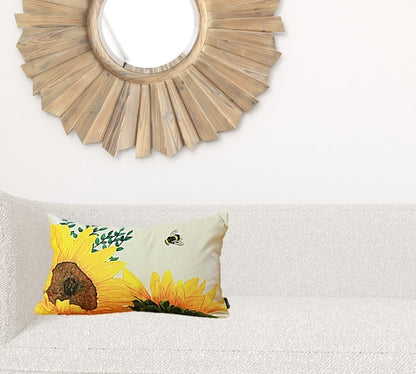 Set of 2 Sunflower and Bumble Bee Lumbar Pillow Covers