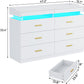 LED Dresser with 2 Pull-Out Tray, 6 Drawer Dresser, 47.2" Long Wide