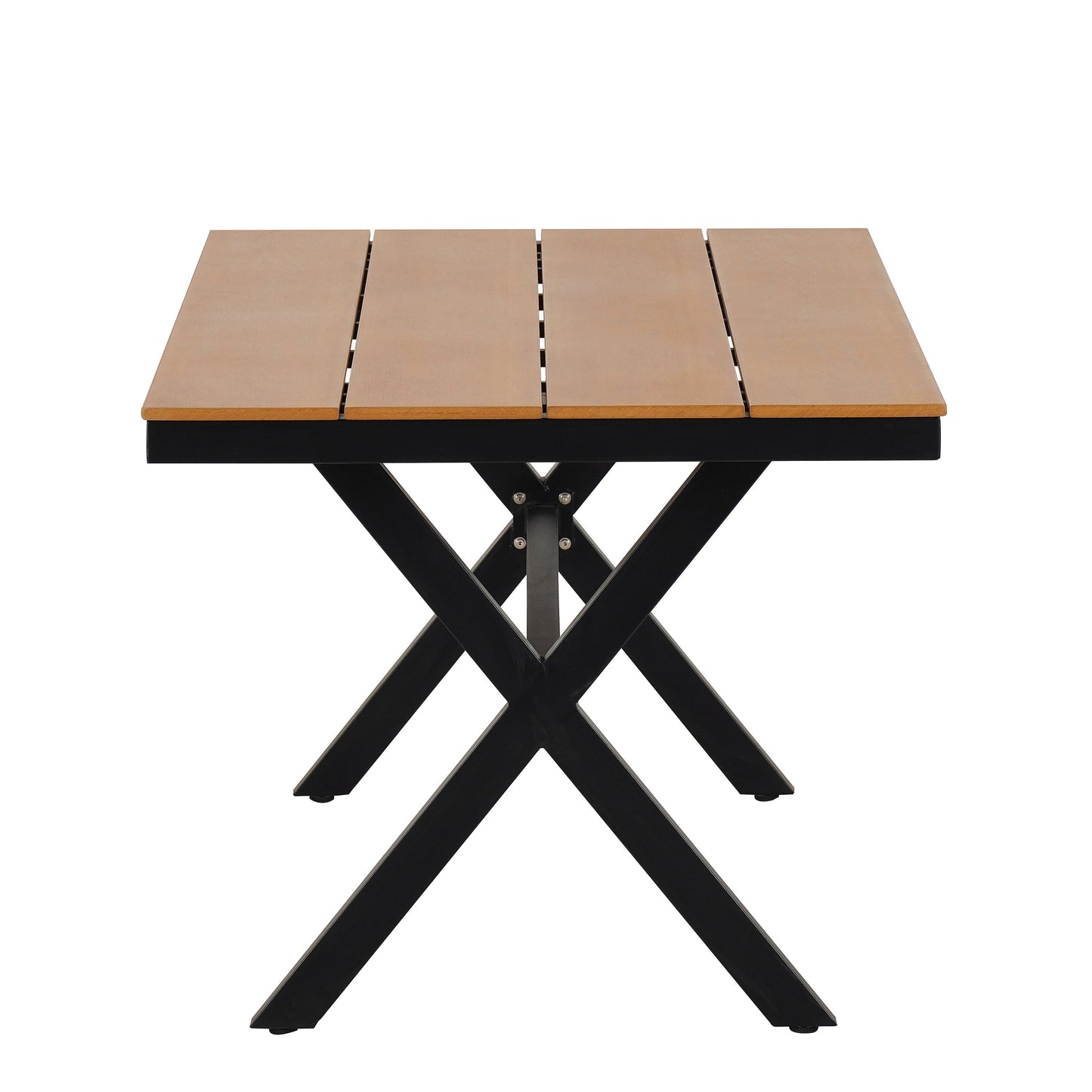 Contemporary Outdoor Set with PE Rattan Chairs and Plastic Wood