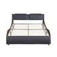 Full Size Upholstered Faux Leather Platform Bed With LED Light Bed Fra