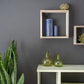 Set of 3 Square Rustic White Wash Wood Open Box Shelve