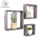 Set of 3 Square Smoky Black Reclaimed Wood Open Box Shelve