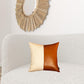 Bisected Brown and White Faux Leather Pillow Cover