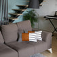Set of 2 Striped and Bright Brown Faux Leather Lumbar Pillow Covers