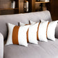 Set of Four 17" Brown And White Faux Leather Throw Pillow Covers
