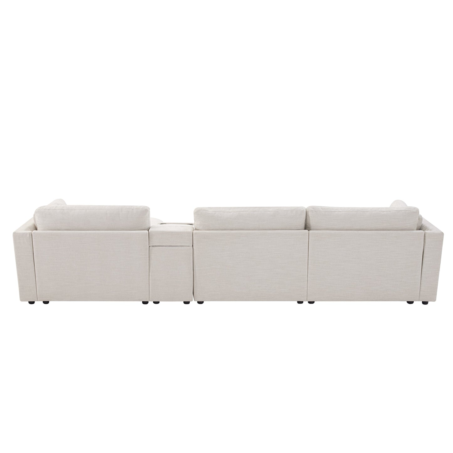 124'' Modular Sectional Sofa with Storage Console and Movable