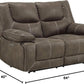 Gray Leather Reclining Loveseat with USB Charging rana