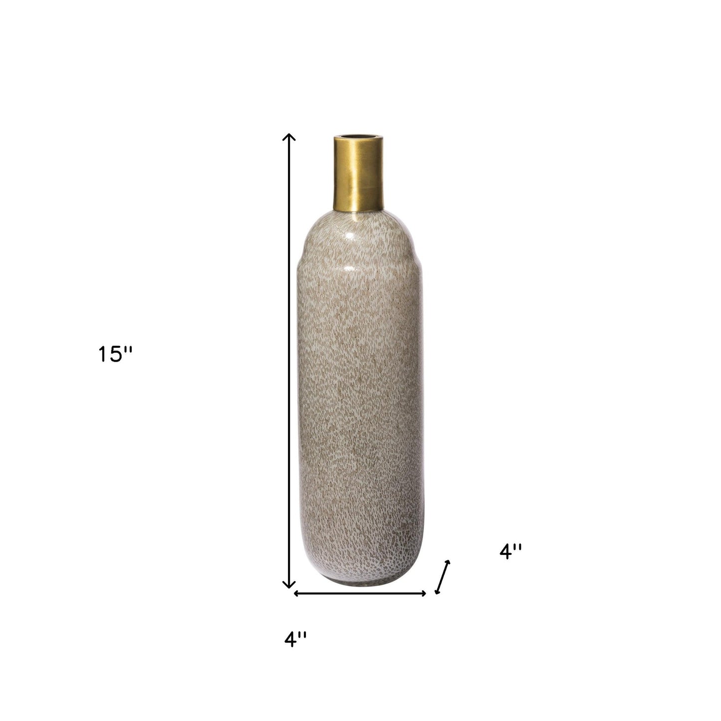 15" Brown Abstract Cylinder Crystal Glass Table Vase