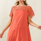 BiBi Crochet Lace Yoke Detailed Wrinkled Dress