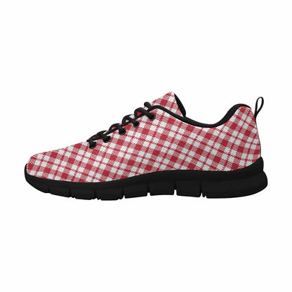 Sneakers For Men,   Buffalo Plaid Red And White - Running Shoes Dg858