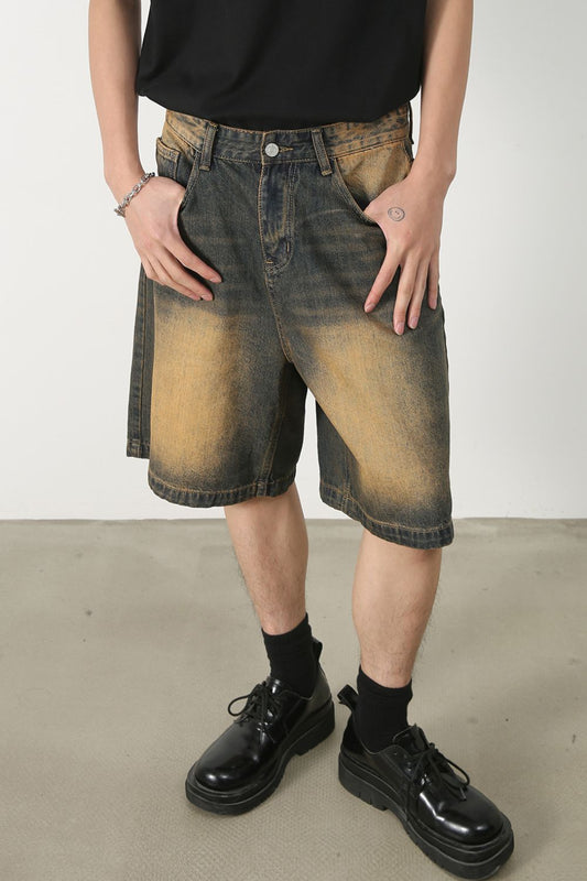 Men's Wasteland Style Denim Shorts with Pockets – Edgy Look | Walbiz