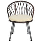 Outdoor Leisure Set, 2 Rattan Single Chairs with A Glass Round Table,