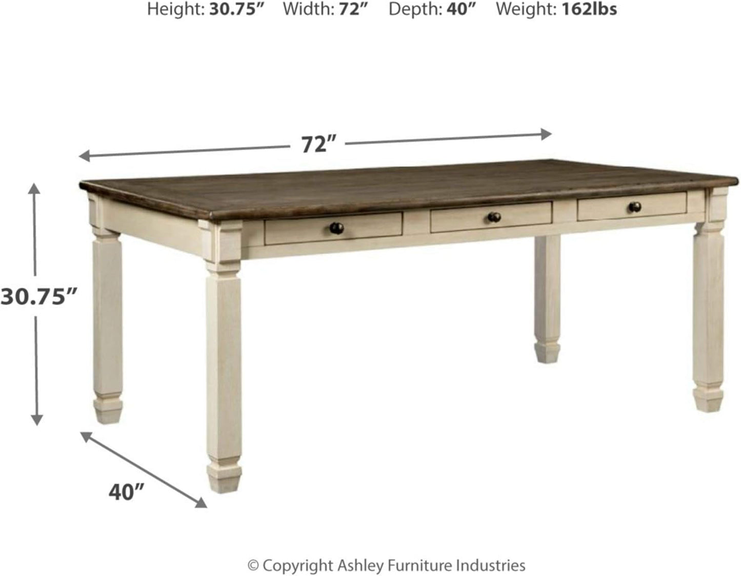 Bolanburg Farmhouse Dining Table with Drawers, Seats up to 6,