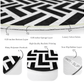 Black-White Decorative Round Rug, Circle Non Slip Area Carpet, Living