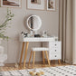 Dressing Table With LED Lights Glass Top Dressing Table With