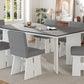 Modern 7-Piece Dining Table Set with 6 Upholstered Dining Chairs, Dark