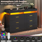 LED Dresser with 2 Pull-Out Tray, 6 Drawer Dresser, 47.2" Long Wide