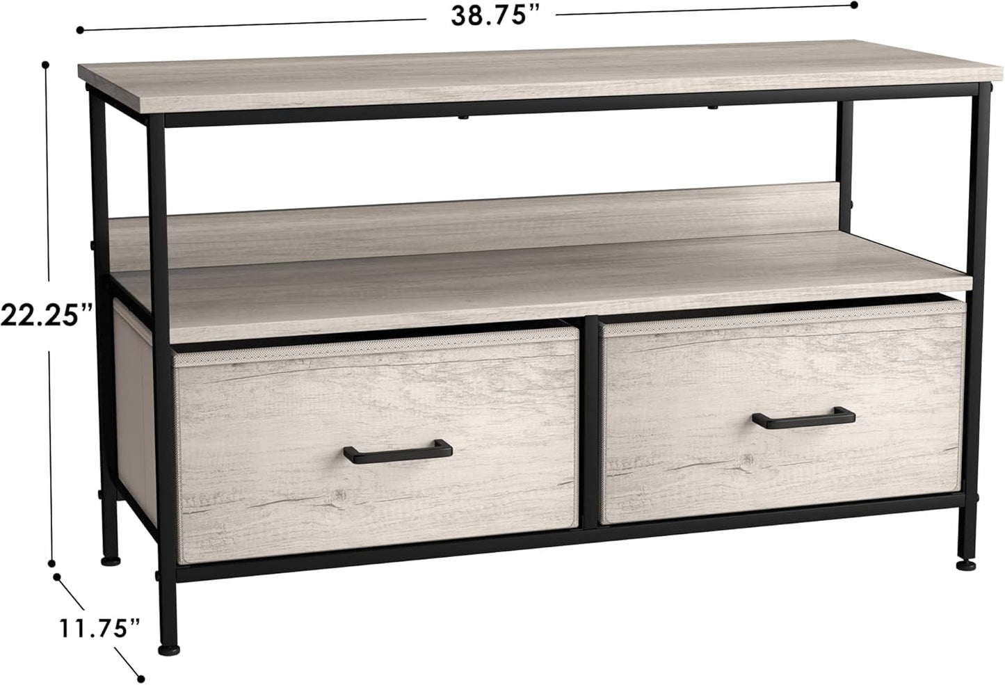 TV Stand Dresser with 2 Drawers - Television Riser Chest with Storage
