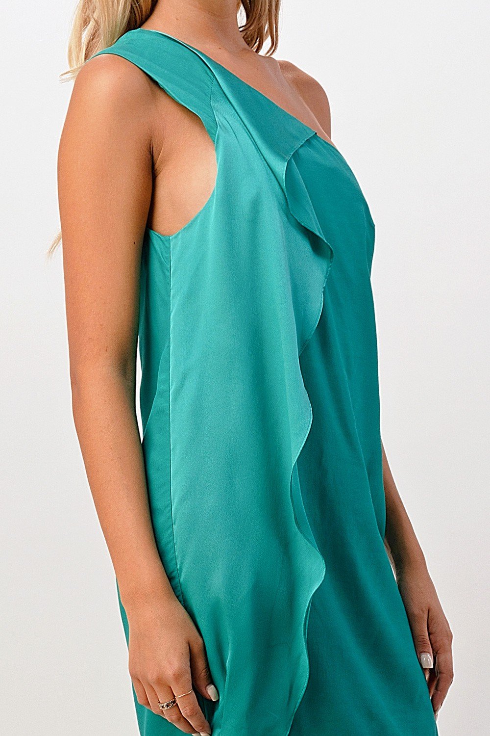 One-Shoulder Ruffle Detail Mini Dress