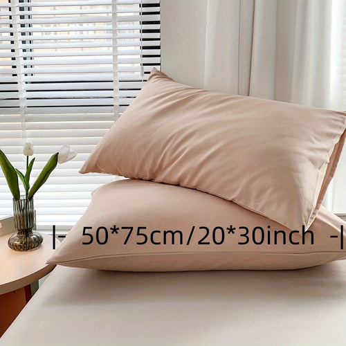Set of 2 Brushed Solid Pillow Covers No Inserts