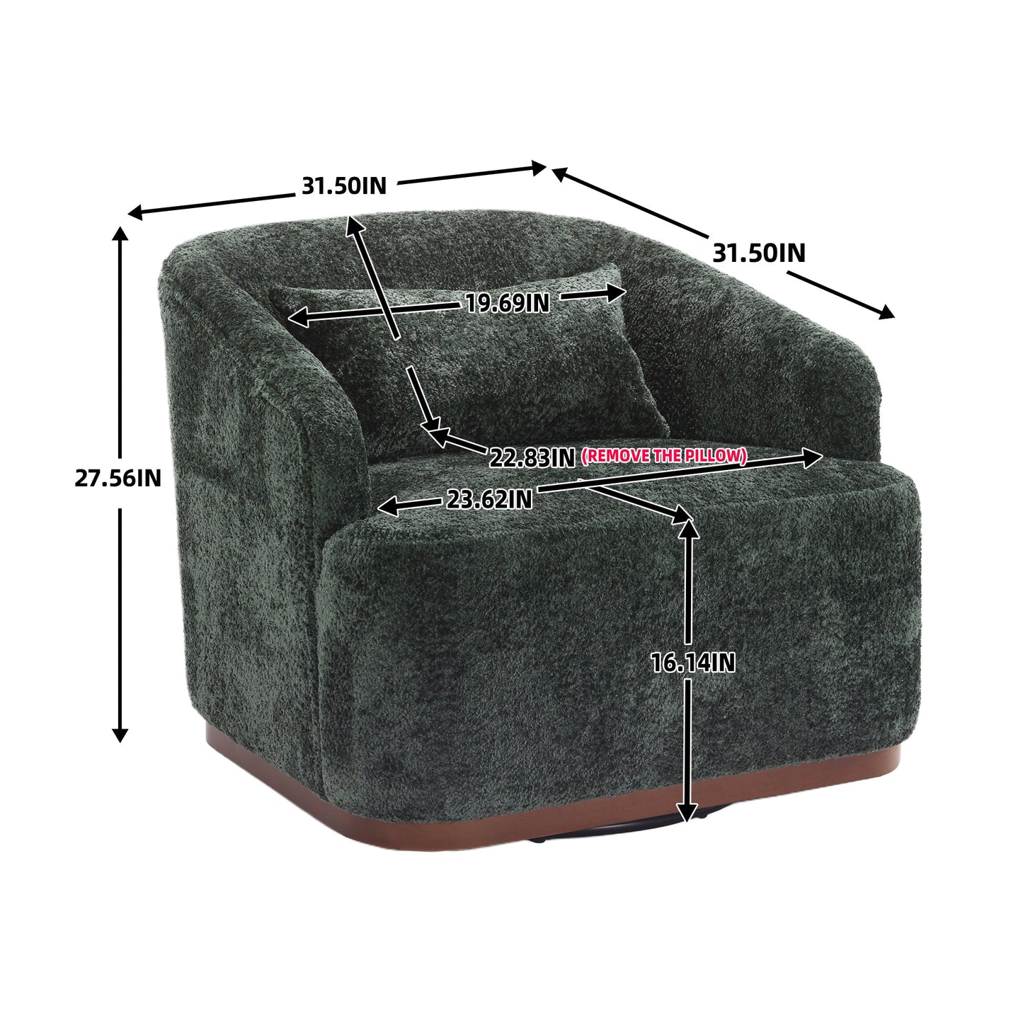 Swivel Barrel Chair, Comfy Round Accent Sofa Chair for Living Room,