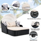 79.9' Outdoor Sunbed with Adjustable Canopy, Double lounge, PE Rattan