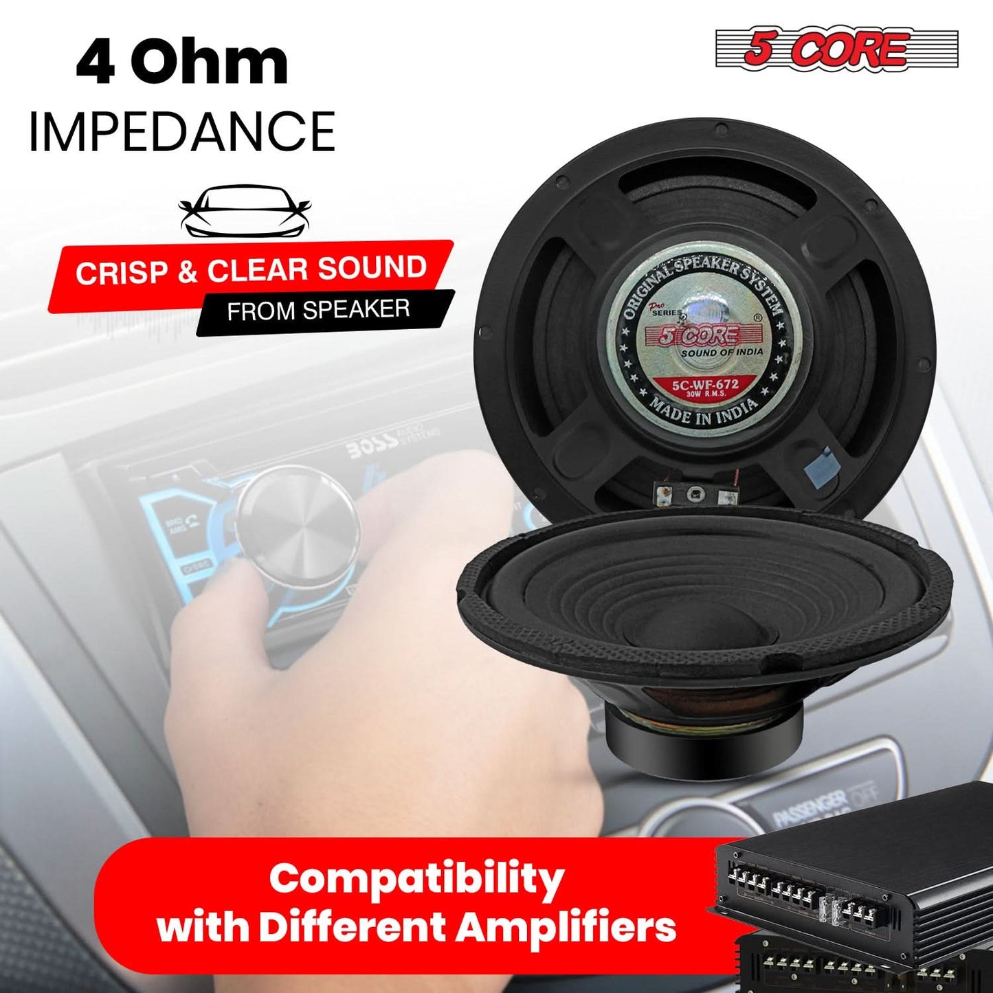 5Core 6 Inch Subwoofer speaker 300 Watt Car Subwoofer 4 Ohm