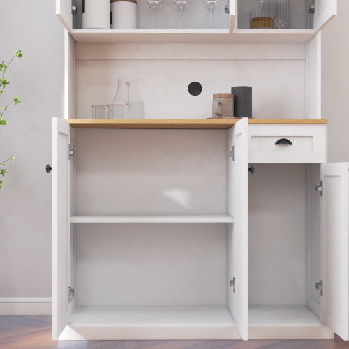 Kitchen Storage Cabinet With Microwave Countertop, Freestanding