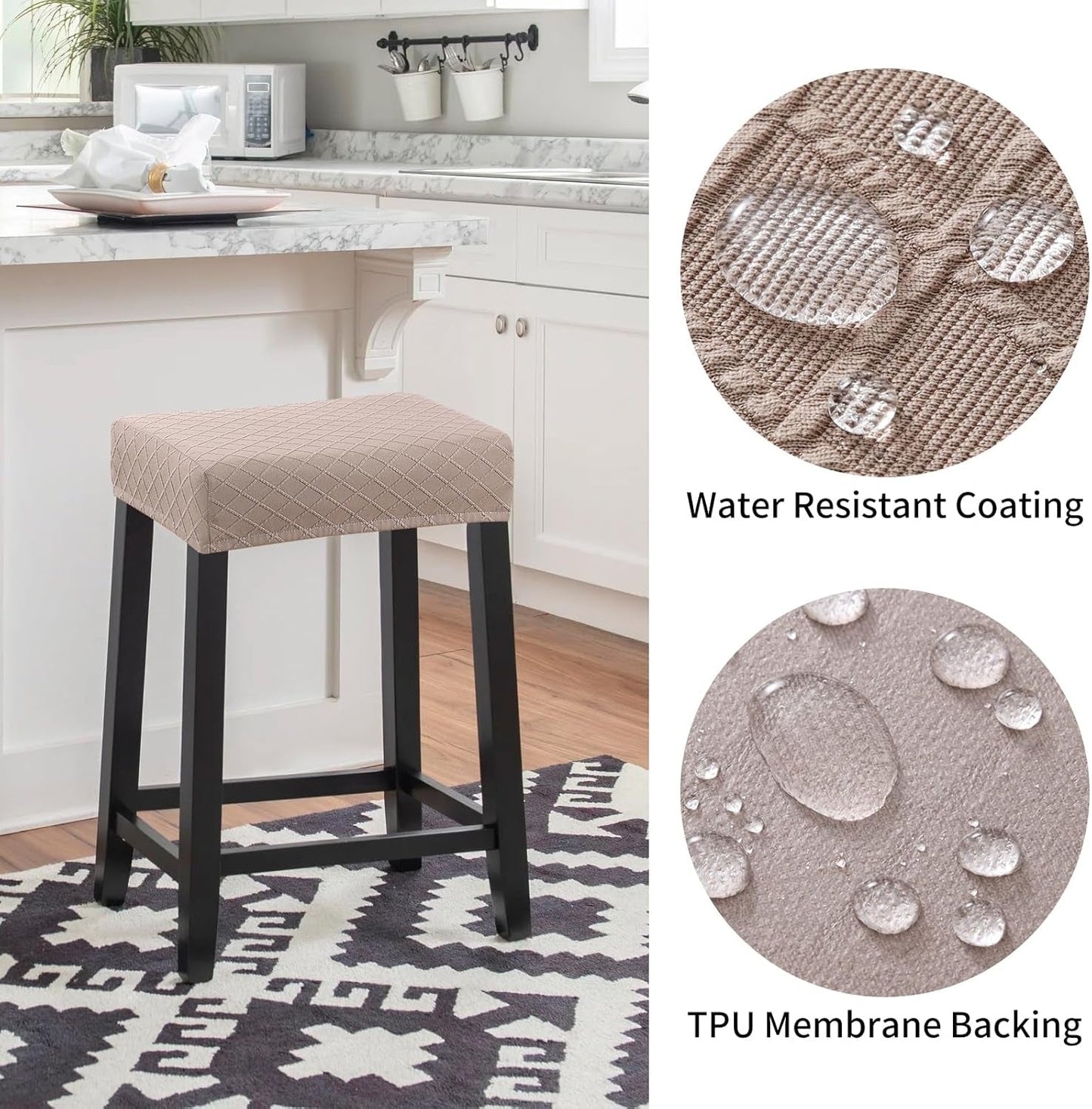 Stool Covers Rectangle - 2 Pack Stretch Waterproof Saddle Seat Cover