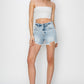 RISEN Full Size High Waist Frayed Detail Denim Shorts