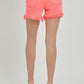 RISEN Raw Hem Asymmetrical Waist Denim Shorts