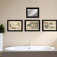 Set Of Four Garden Bath Black Framed Bathroom Wall Art And Mirror