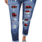Ripped Plaid Straight Legs Jeans